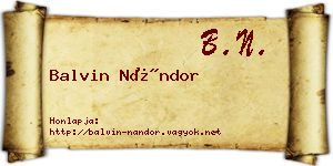 Balvin Nándor névjegykártya