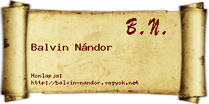 Balvin Nándor névjegykártya